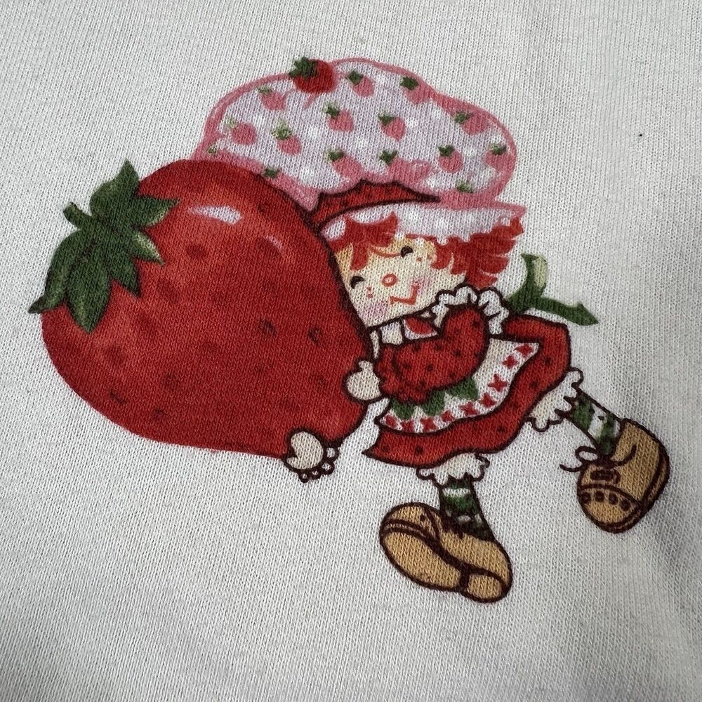 Strawberry Shortcake Sweatshirt XS White All Over Print Retro 80s Cartoon Kawaii - Picture 3 of 8